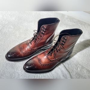 Handmade GOOD YEAR Ace Marks Men's Brown Ankle High Leather Wear Shoes Size 9.5
